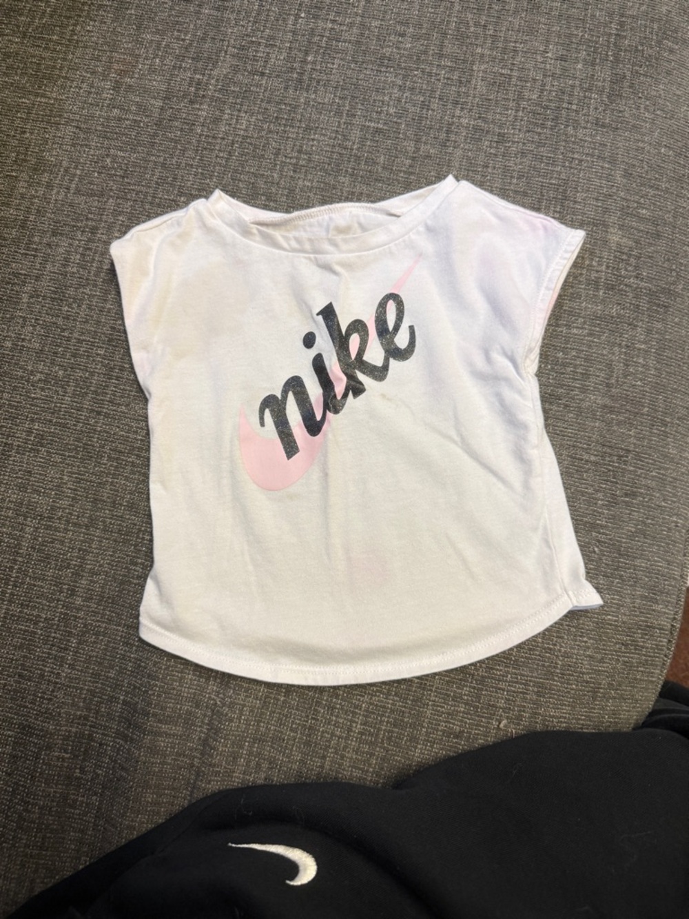 Nike Kids White Tank Top with Pink Swoosh